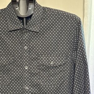 Michael Brandon Modern Fit Button Down Shirt Men's M Black White Print Long Slv